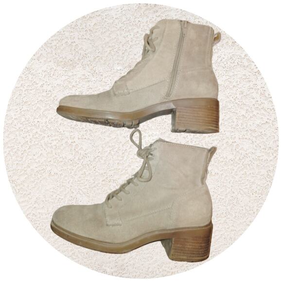 Lucky Brand Diedrah Tan Suede Combat Boots Womens Size 8.5 - Picture 4 of 9